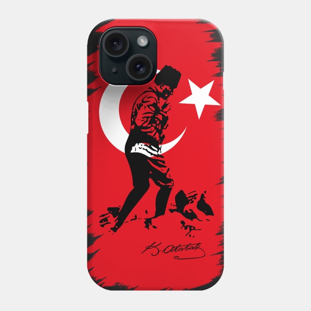 Mustafa Kemal Atatürk and Flag Phone Case by Tuwegl