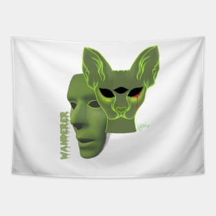 Creepy Sphynx Cat Drama Mask Horror Glowing Unique Edgy Punk Art Tapestry