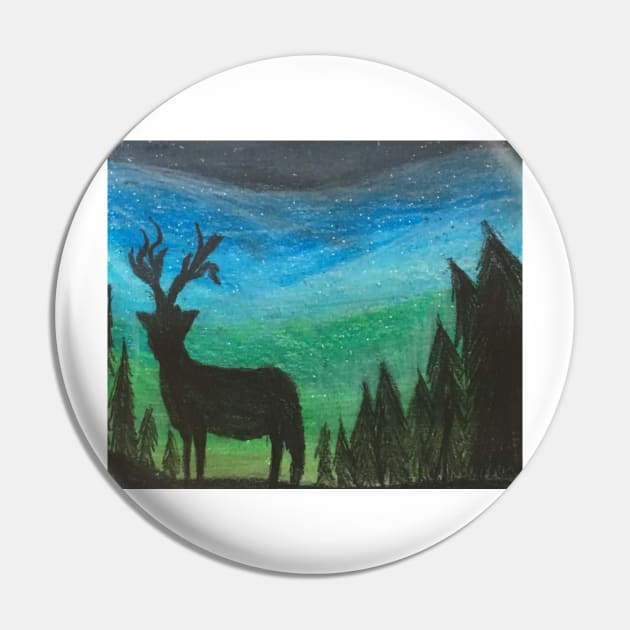 Oil pastel deer Pin by Thedisc0panda