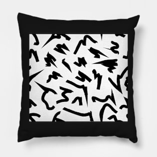 Black and White Retro 80's Eighties Abstract Scribble Pillow