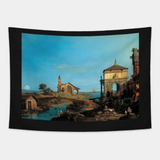 an island in the lagoon with a gateway and a church - Canaletto Tapestry