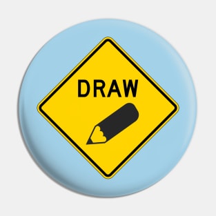 MUTCD W3-6 Draw Bridge with Pencil Sign Pin