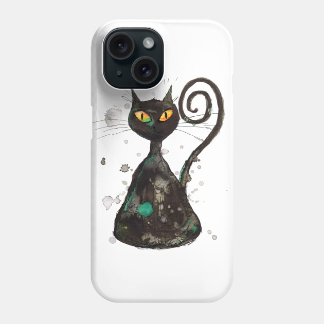 Black cunning cat Phone Case by Bwiselizzy