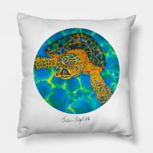 Caribbean unveiled on silk | Opal Sea Turtle Pillow