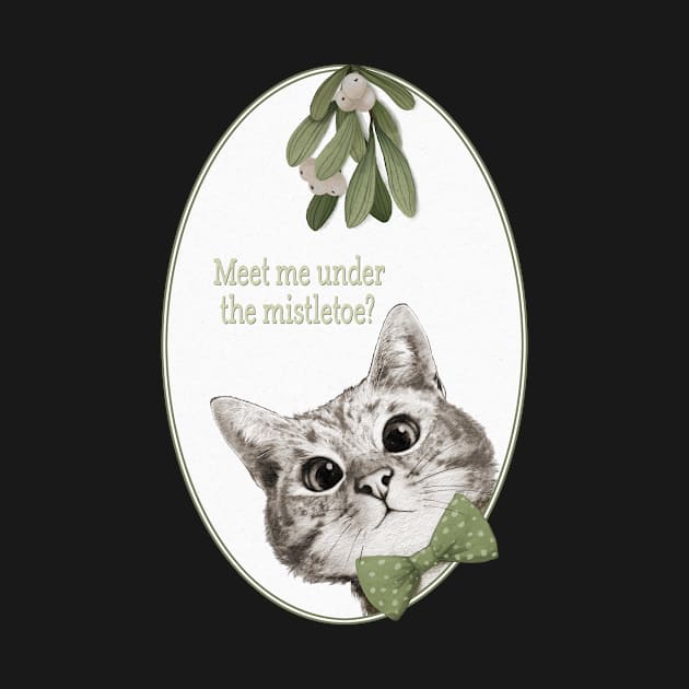 Meet Me Under The Mistletoe Sneaky Cat by LauraGraves