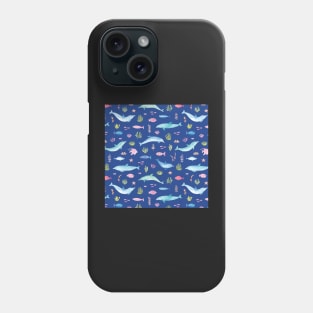 Dolphins swimming in the deep blue sea Phone Case