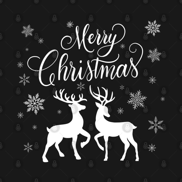 Merry Christmas with deer and snowflakes by CalliLetters