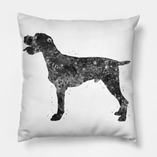 German wirehaired pointer dog black and white Pillow