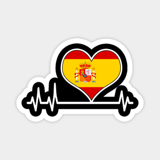 Spain Heart Flag Heartbeat Love EKG Magnet