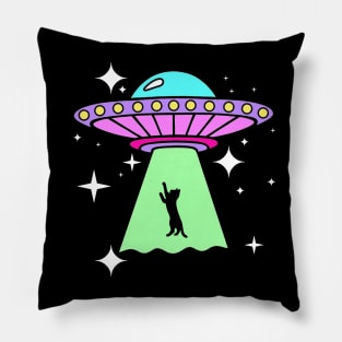 CAT UFO Alien Abduction Funny Cat Pillow