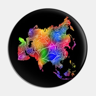 Colorful mandala art map of Asia with text in multicolor pattern Pin