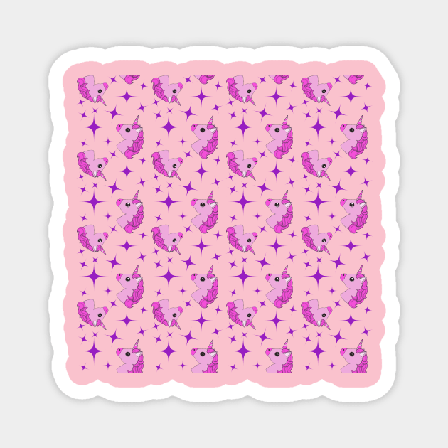 Cute pink unicorn pony Magnet by Sunshoppe