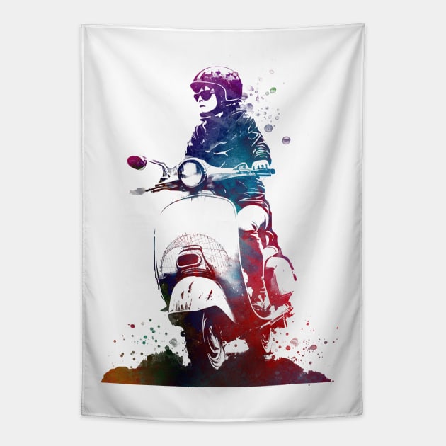 Motor scooter sport art Tapestry by JBJart