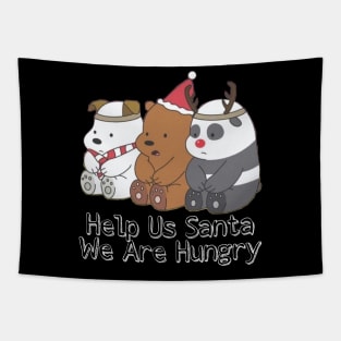 Santa Clause Cute Bear Hungry Tapestry