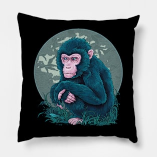 Mournful Monkey Japanese Art Print Pillow