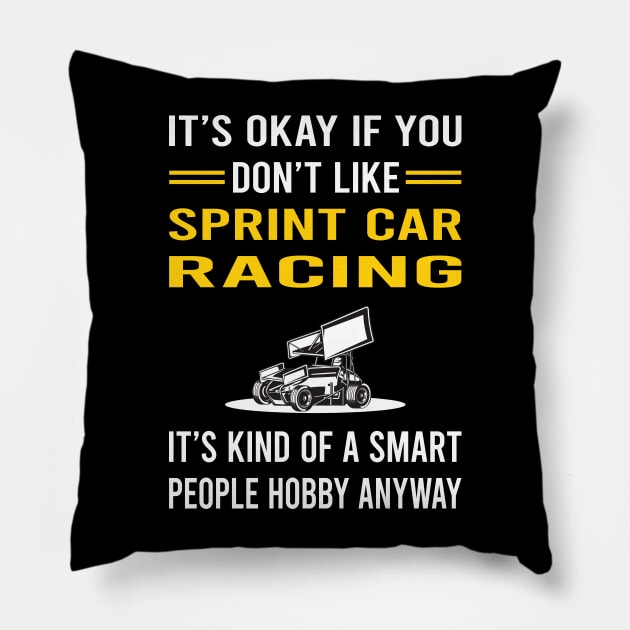 Smart People Hobby Sprint Car Cars Racing Pillow by Good Day