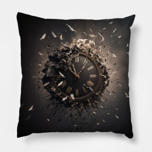 Fantasy blown up clock with black background Pillow