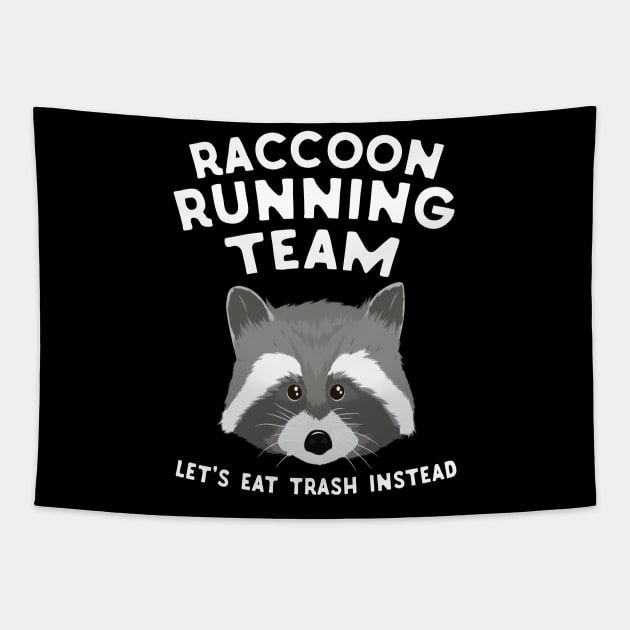 Raccoon Running Team Tapestry by Eugenex