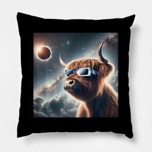 2024 Solar Eclipse Highland Cow ing Totality Pillow