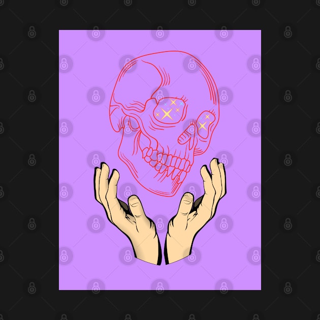 Magic skull tarot controlling hands illustration by TTWW Studios