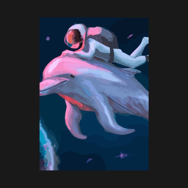 Astronaut riding on a Dolphin in Space by maxcode