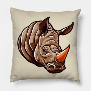 Head of orange horned rhino Pillow