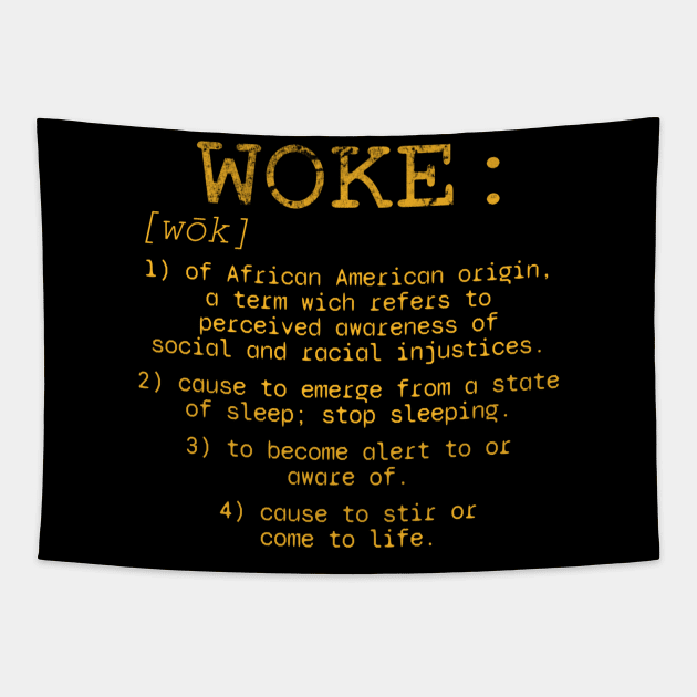 Woke definition meaning dictionary style Tapestry by denkanysti