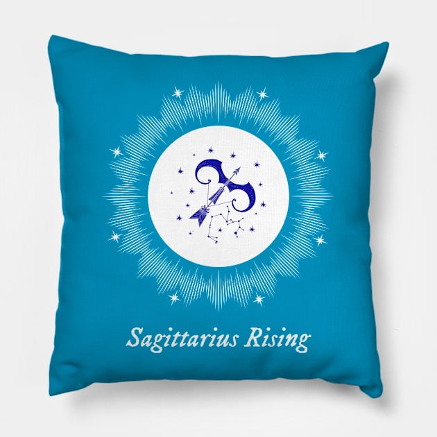 Sagittarius Rising Astrology Chart Zodiac Sign Ascendant Pillow by Witchy Ways