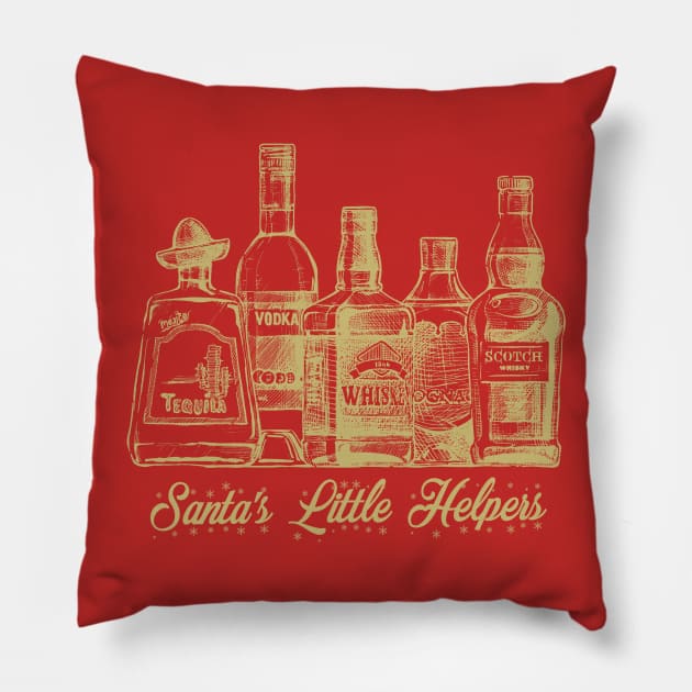 Santa's Little Helpers (Gold) Pillow by theshirtsmith