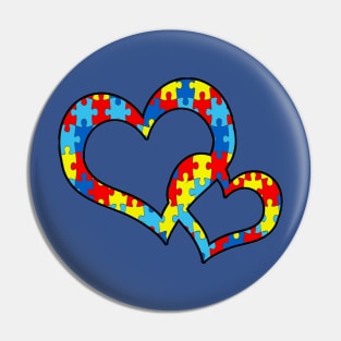 Autism Awareness Apparel & Gifts, Autism Puzzle Design, Heart Mom, Dad & Family Awareness Support Pin