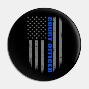 Court Officer Thin Blue Line Flag Pin