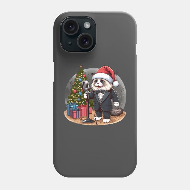 Singing Ragdoll Cat Christmas Phone Case by Graceful Designs