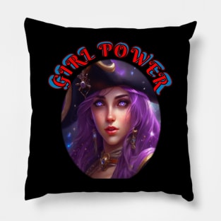 Girl power, violet eyed female pirate Pillow