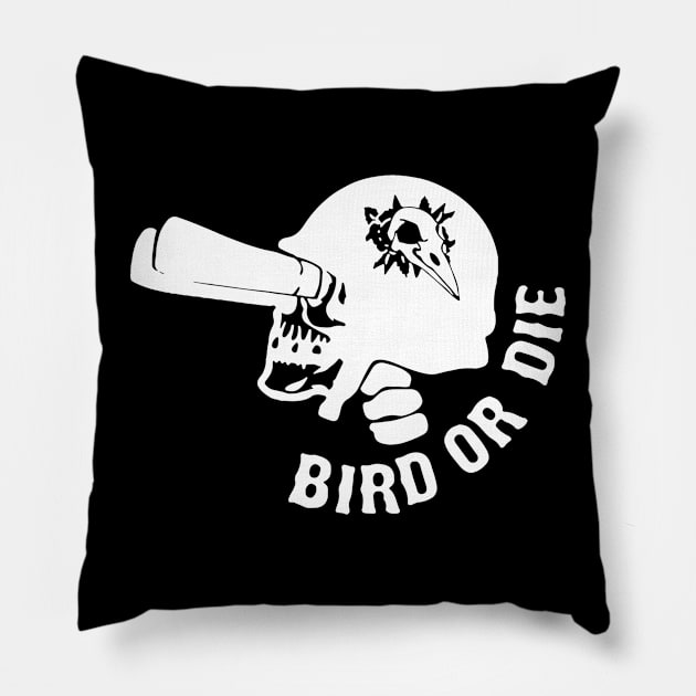 Bird or die merch Pillow by Griseldasion_shop