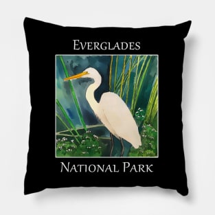 Great white egret standing in the water at Everglades National Park in Florida Pillow