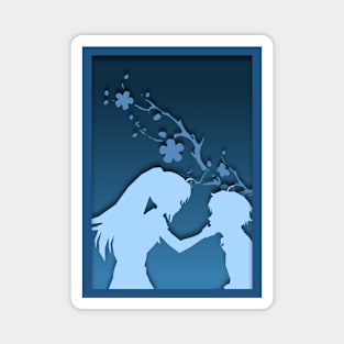 Romantic couple paper cut design at night Magnet