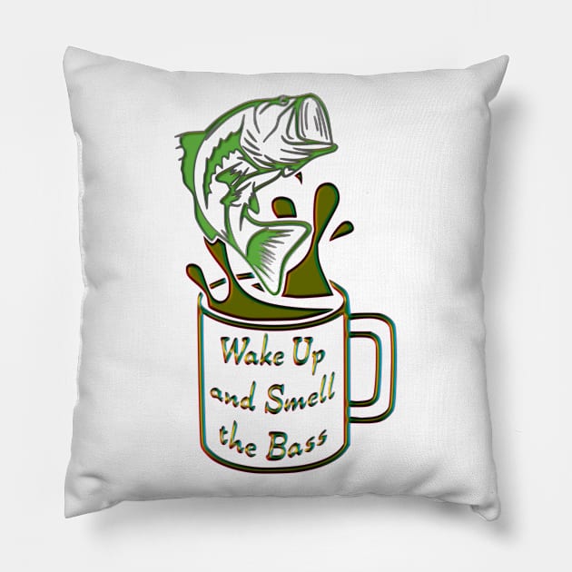 Wake up and smell the bass Pillow by Fisherbum