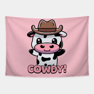 Cowdy! Cute Cowboy Cow Cartoon Tapestry