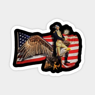 George Washington Riding Bald Eagle American Flag Magnet