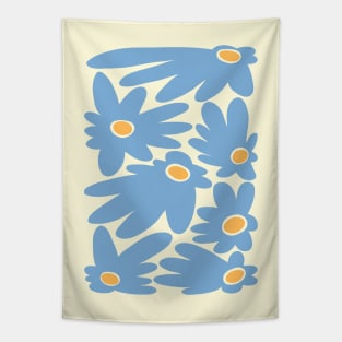 Cute blue flowers, Floral art, Groovy abstract flowers, Indie decor, Flower market Tapestry