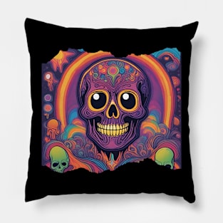 Psychedelic skulls Pillow