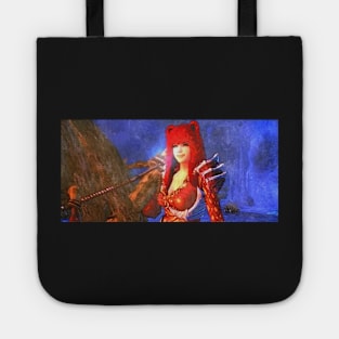 Beauty girl with bear hat Tote