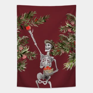 Apple Picker Skeleton Tapestry