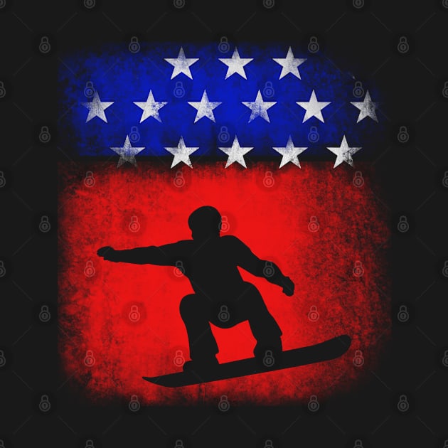 Snowboarding USA American Flag Gift by missalona