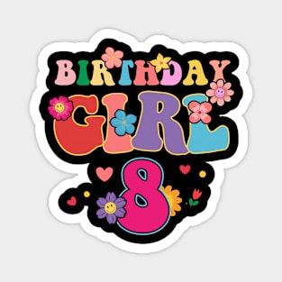 8th Birthday Girls Flower Funny B-day Gift For Girls kids Magnet