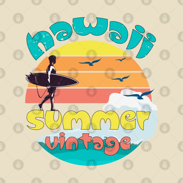 Hawaii Summer Retro Vintage by GlossyArtTees