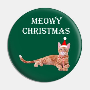 Meowy Christmas Ginger Kitten Pin