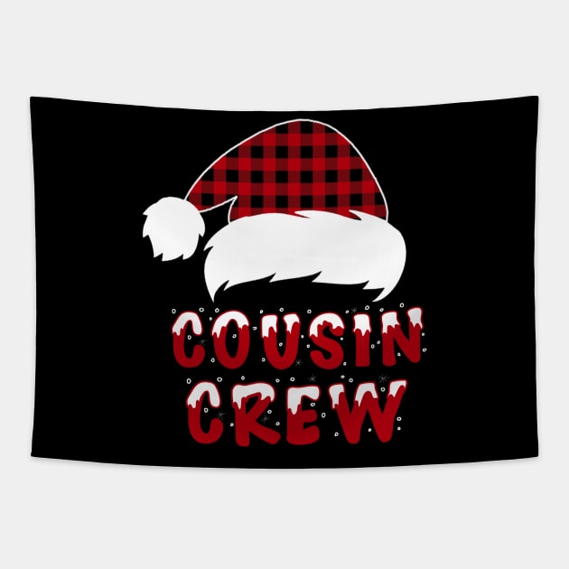 Cousin Crew Red Plaid Santa Hat Family Matching Christmas Pajama Tapestry by Sincu