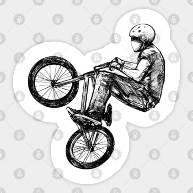 Bicycle Rider Extreme Jumping Road Bike Bicycle Rider Sticker Teepublic Bike drawing, pencil, sketch, colorful, realistic art. bicycle rider extreme jumping road bike