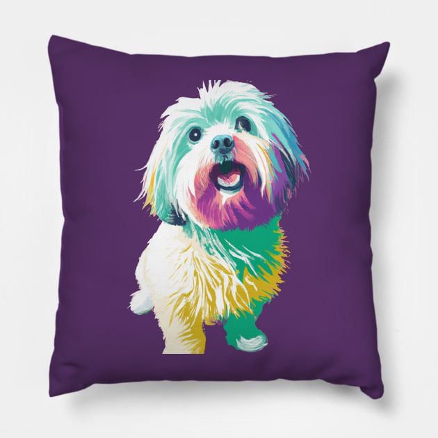 Coton de Tulear Pop Art - Dog Lover Gifts Pillow by PawPopArt